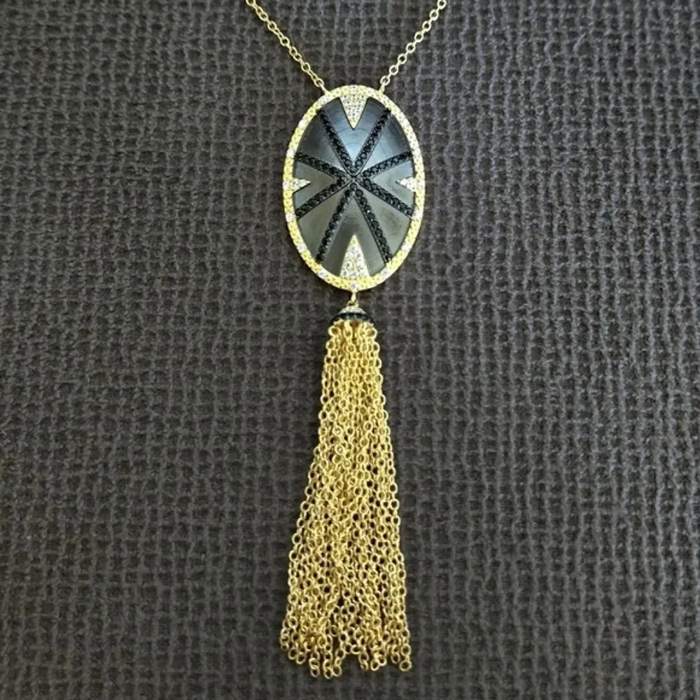 ✨️HP✨️ Freida Rothman Long Starburst🎇 Necklace with Gold💛 Chain⛓️ Tassel - NWT
